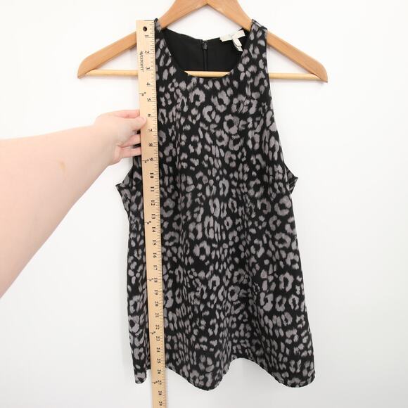 Joie Top Black Gray Leopard Print Pattern Sleeveless Round Neck Silk Size Small - Picture 4 of 9